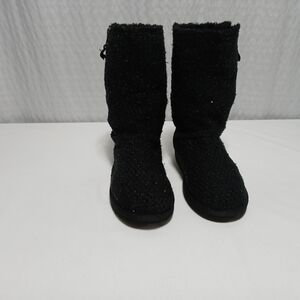 Ugg Treadlite Black Knit Sequin Side Zip Boots. Size 5